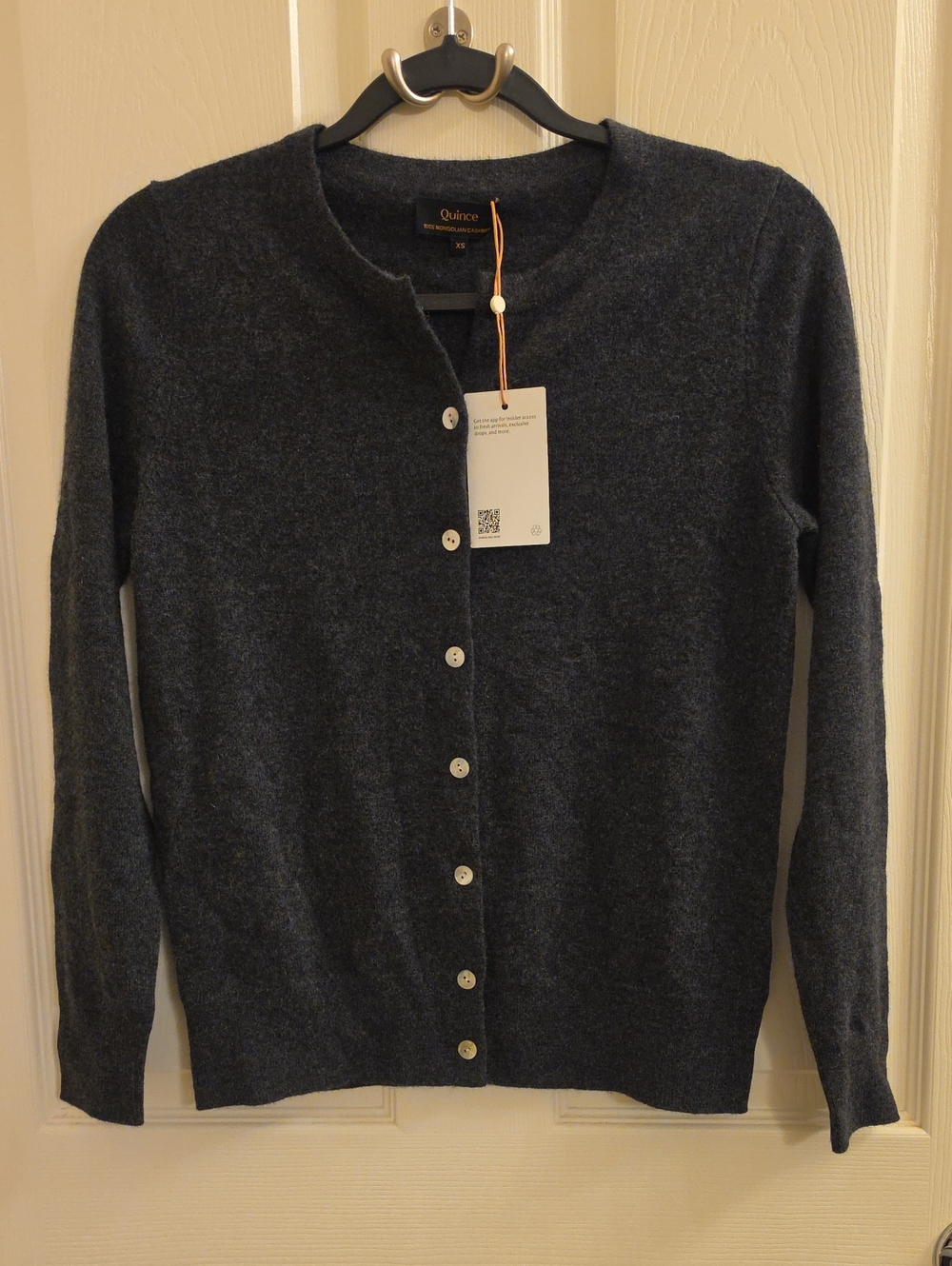 Quince Women's 100% Mongolian Cashmere Button Up Cardigan - Charcoal - Size XS